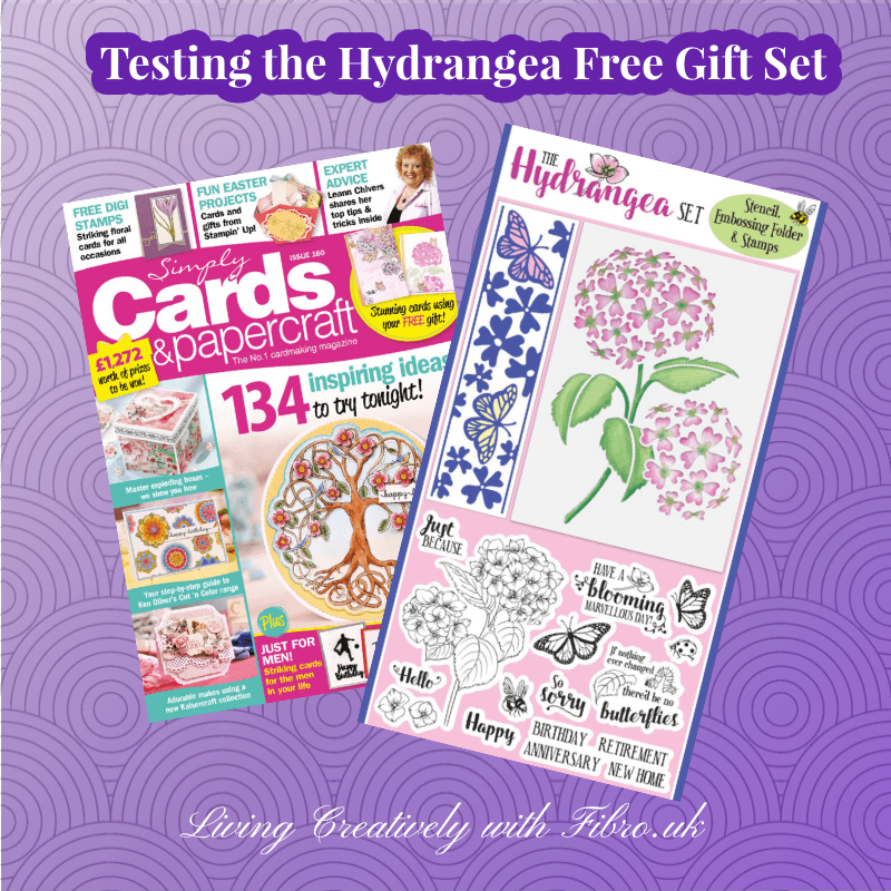 Hydrangea Set: Stamp, Stencil and Embossing Folder 1 Testing the Hydrangea Free Gift Set