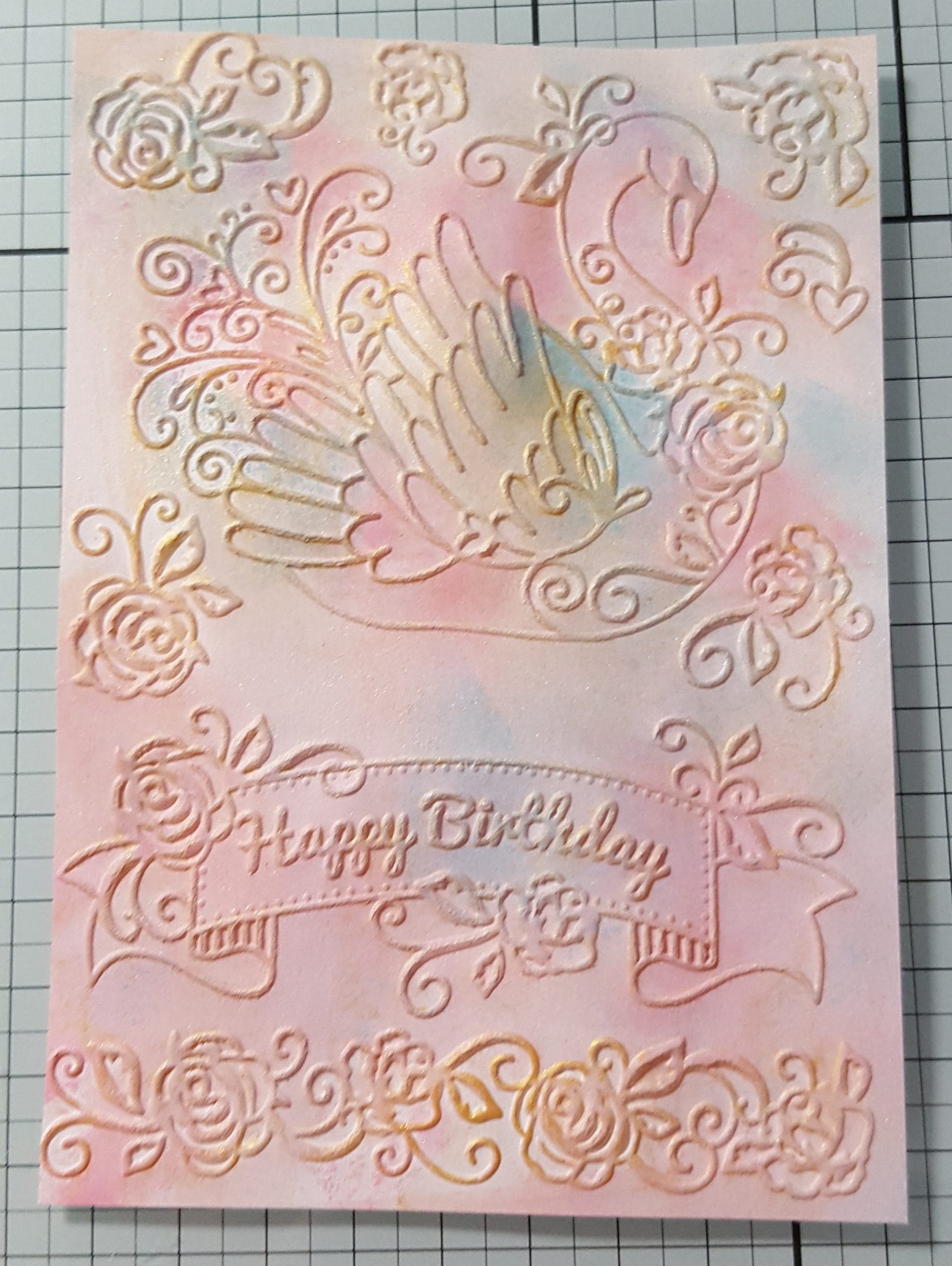 A Vintage Swan & Rose and Hunkydory Mashup 2 Vintage Swan Rose embossed design