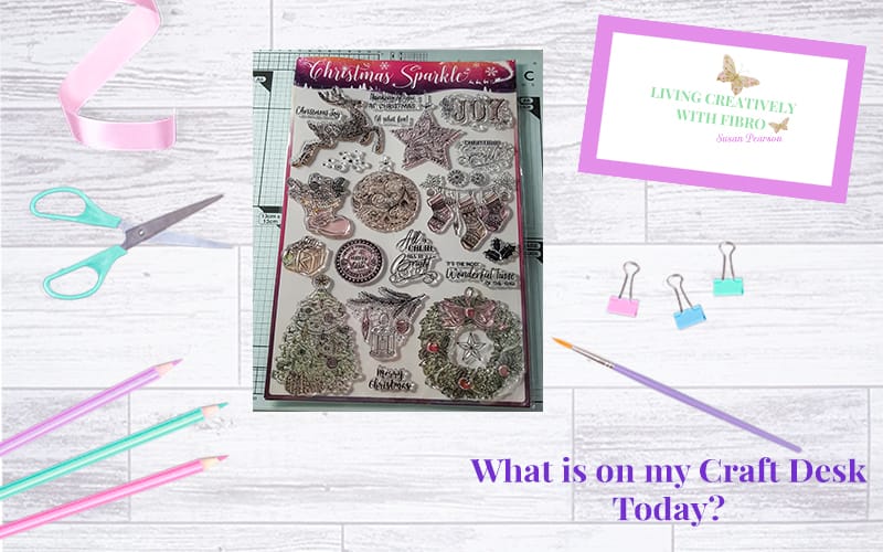 Living Creatively with Fibro | Christmas Sparkle on my Craft Desk