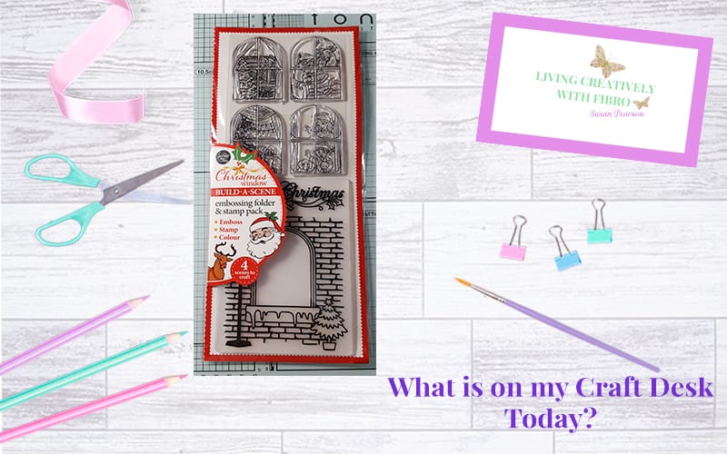 Living Creatively with Fibro | Christmas Window on my craft desk