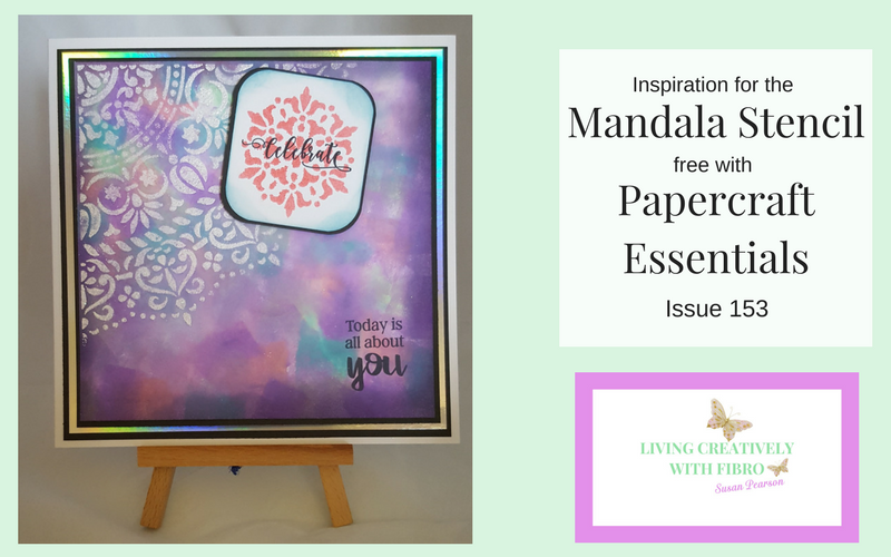 Living Creatively with Fibro | Blog Header for Mandala Stencil Post including an image of the completed card