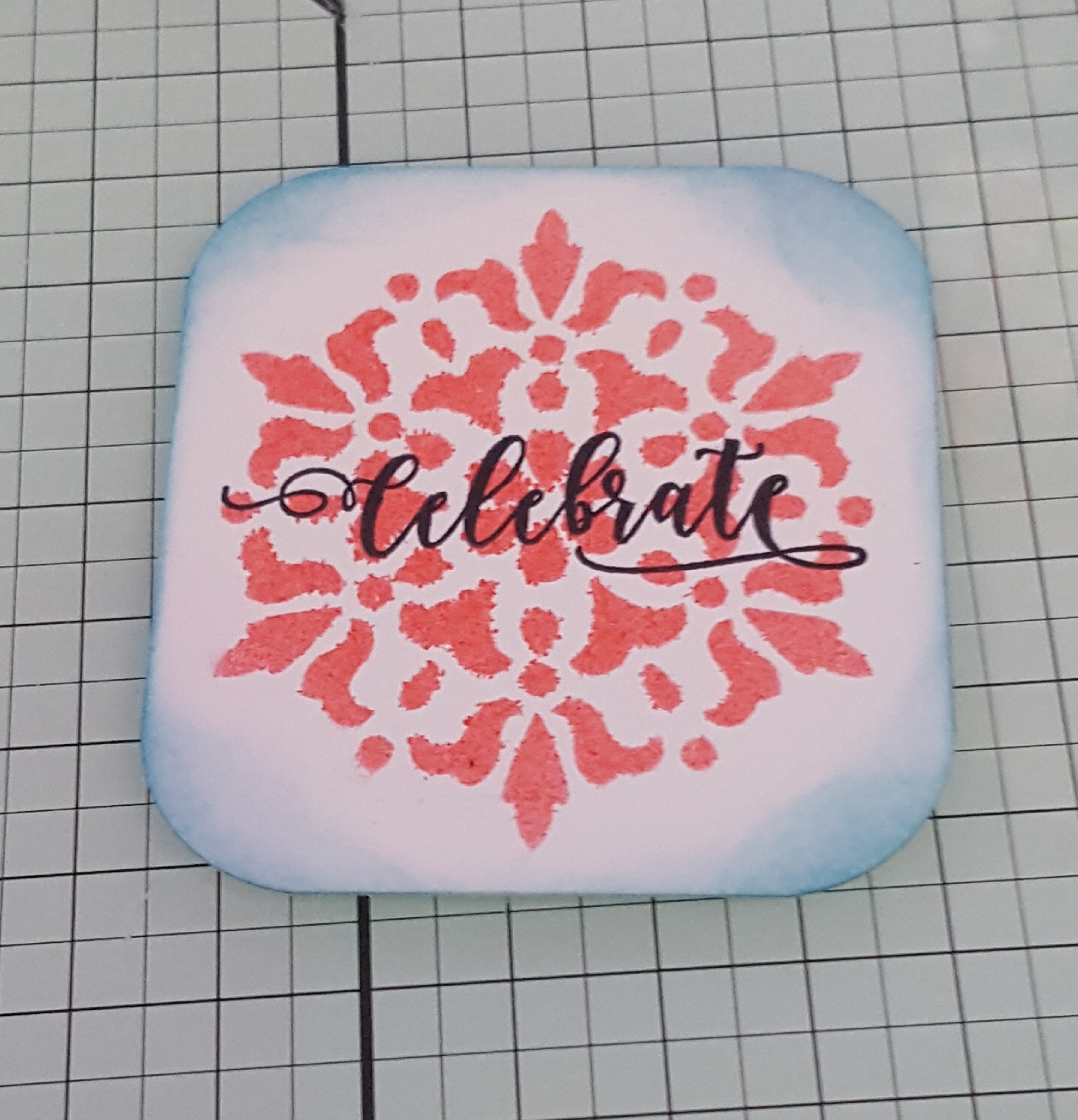 Mandala Stencil finishing touches Embellishment Living Creatively with Fibro | Mandala Stencil finishing touches Embellishment with the sentiment Celebrate