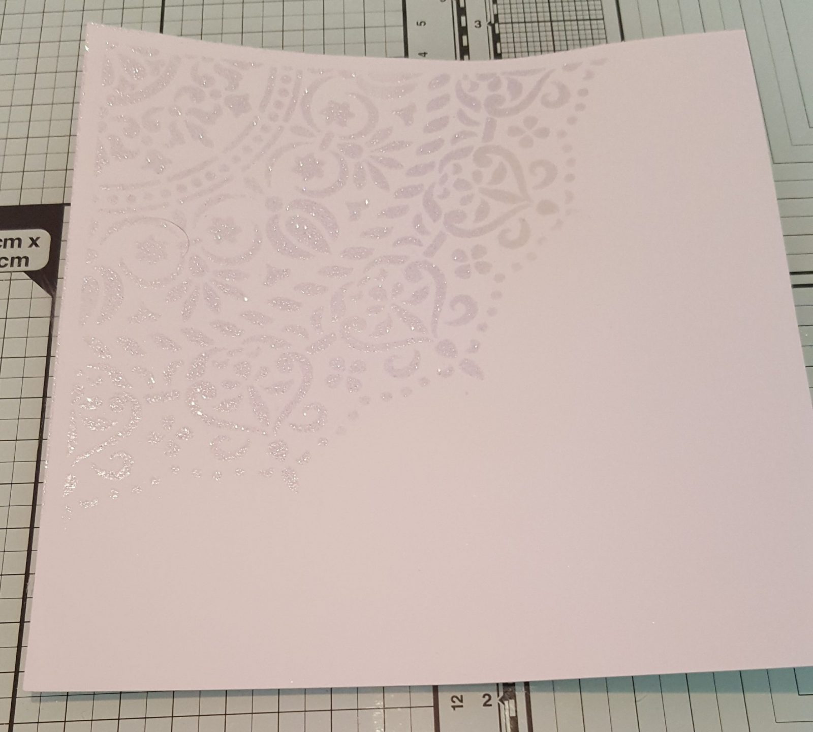 Mandala Stencil Inked and Embossed Living Creatively with Fibro | The Mandala Stencil design Inked and Embossed