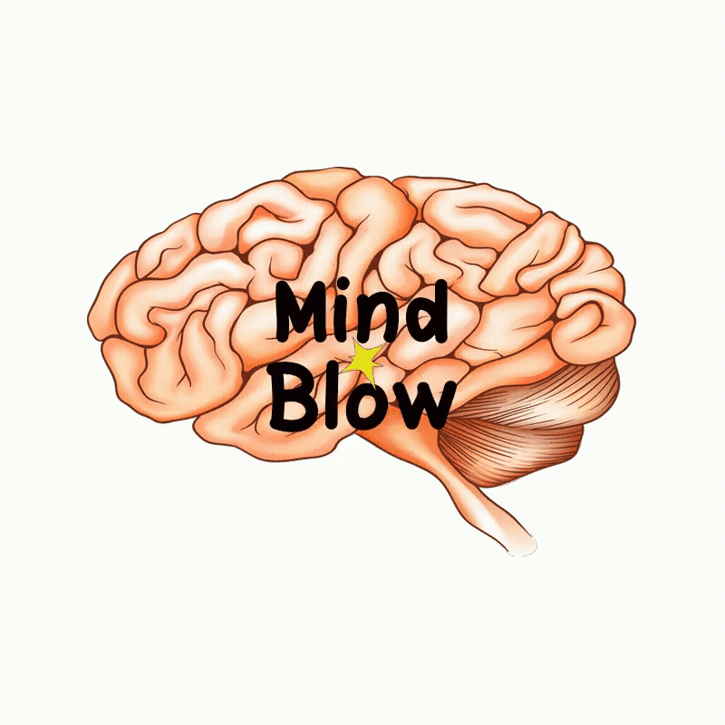 An animated image of the brain with the words mind blown.
