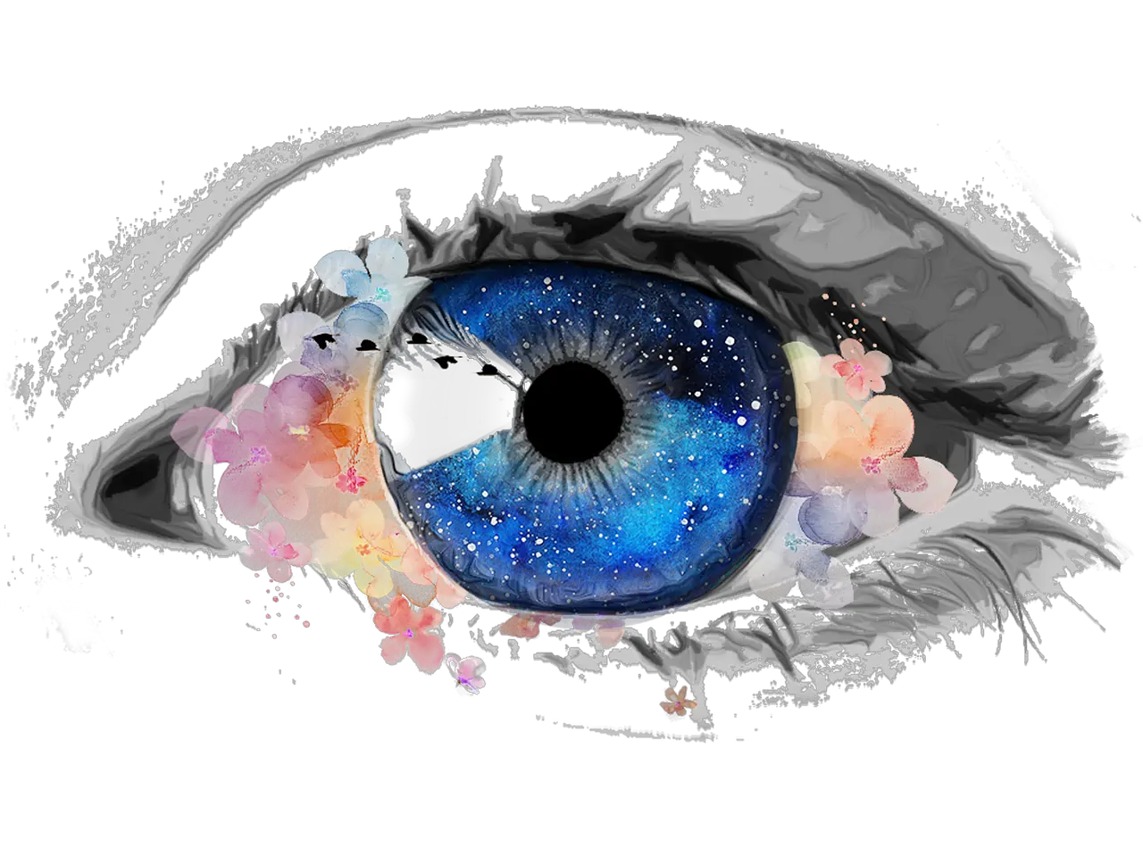 A creative image on an eye.
