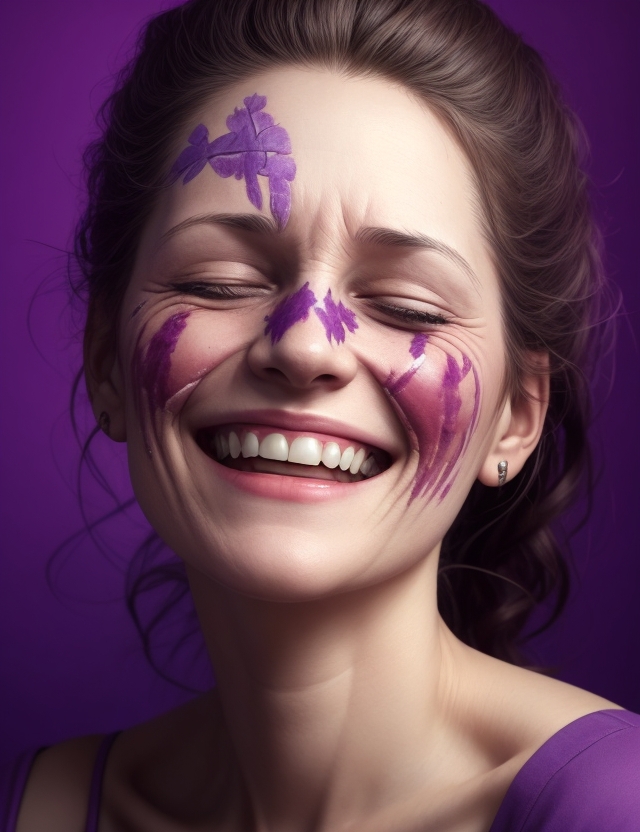 An image of a woman with paint on her face representing the Fibromyalgia you can't see below